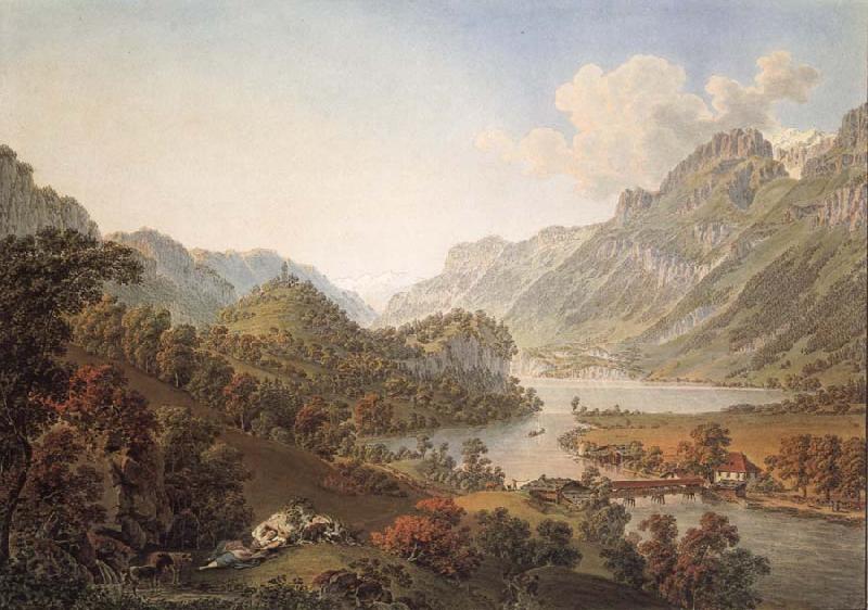 Gabriel Lory Pere Gone out of THE Aar of the Lake of Brienz Sweden oil painting art